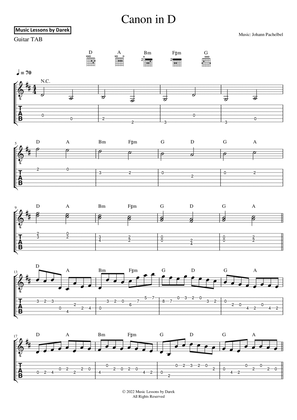 Book cover for Canon in D (GUITAR TAB) [Johann Pachelbel]