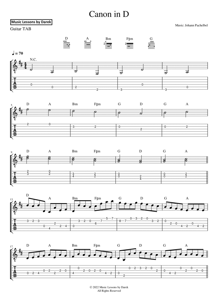 Canon in D (GUITAR TAB) [Johann Pachelbel]