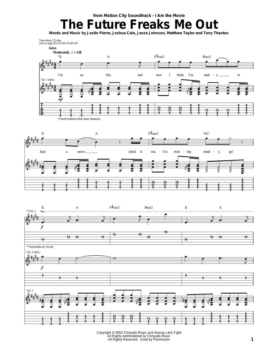 The Future Freaks Me Out Acoustic Guitar scores gallery preview page 1