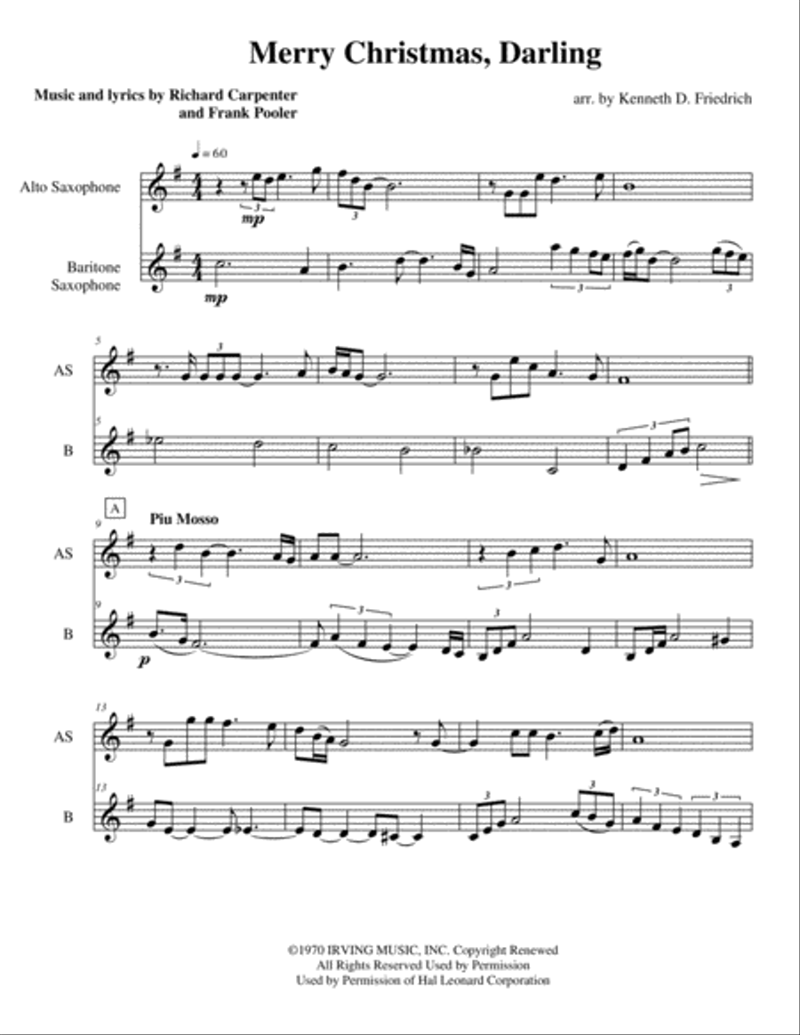 Merry Christmas, Darling Woodwind Duet scores gallery preview page 1