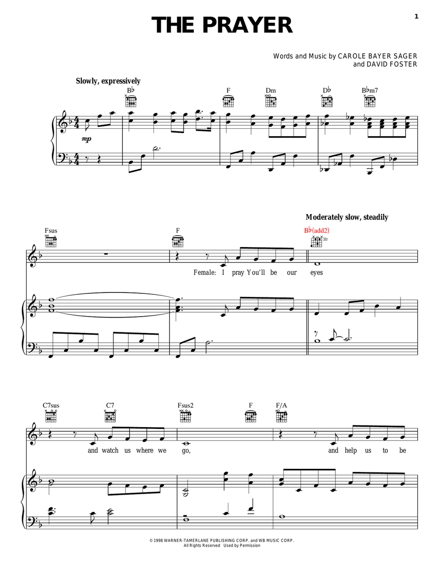 The Prayer Piano, Vocal, Guitar scores gallery preview page 1