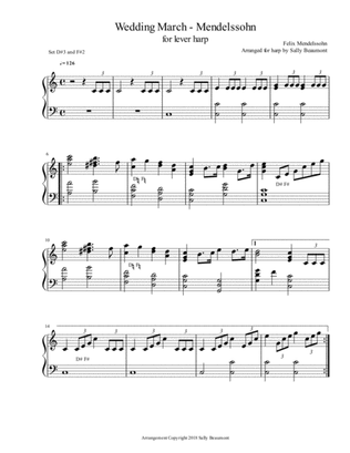 Wedding March - Mendelssohn - Lever Harp Arrangement