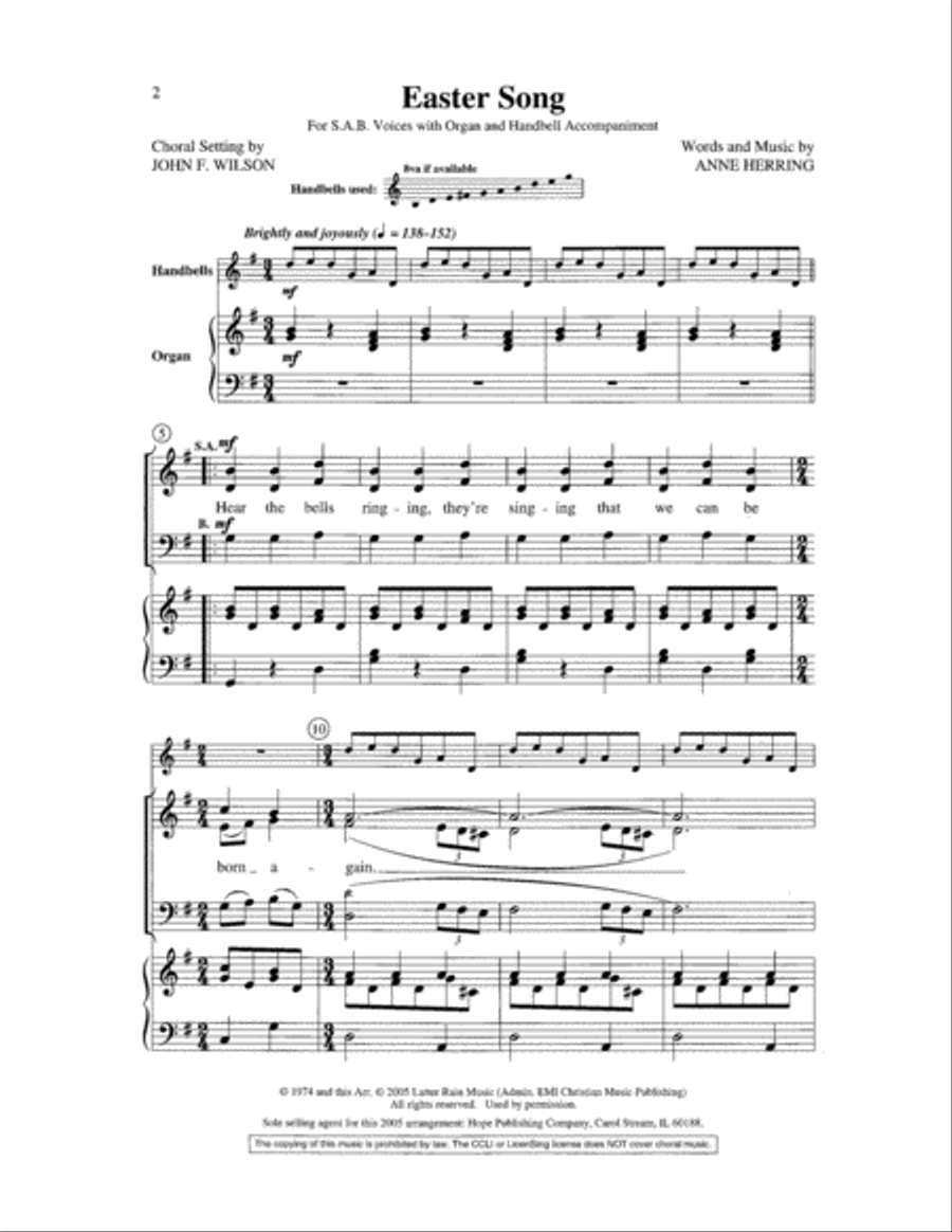 Easter Song 3-Part scores gallery preview page 2