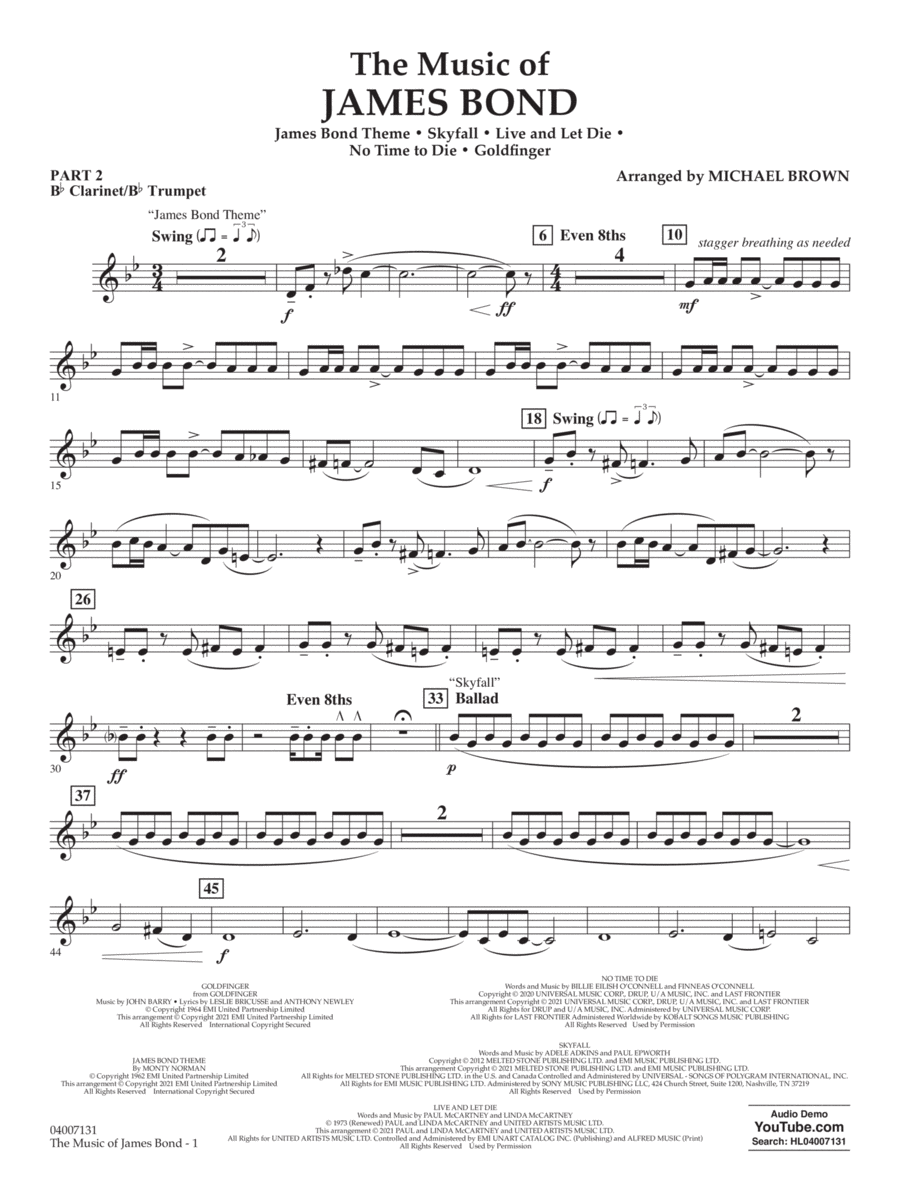 The Music of James Bond - Pt.2 - Bb Clarinet/Bb Trumpet
