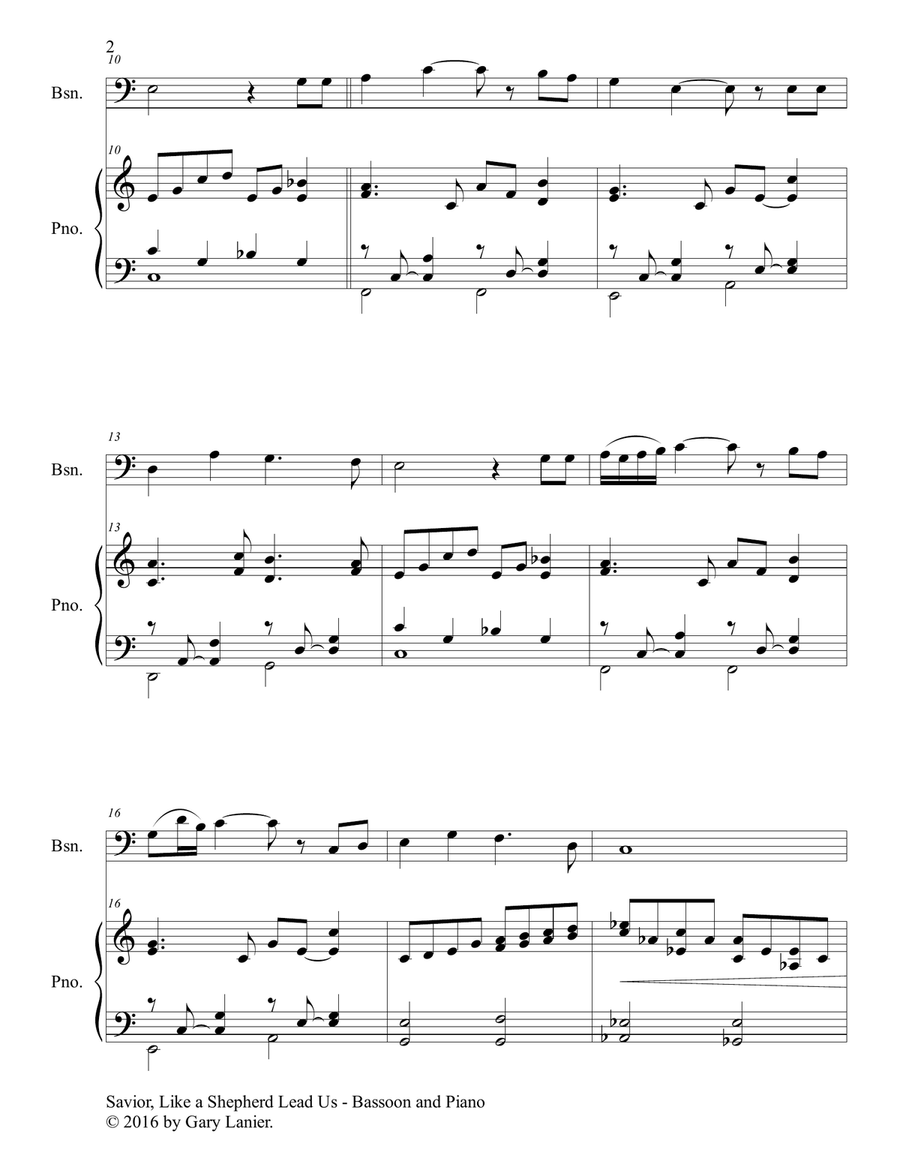SAVIOR, LIKE A SHEPHERD LEAD US (Duet – Bassoon & Piano with Parts) Bassoon Solo scores gallery preview page 3