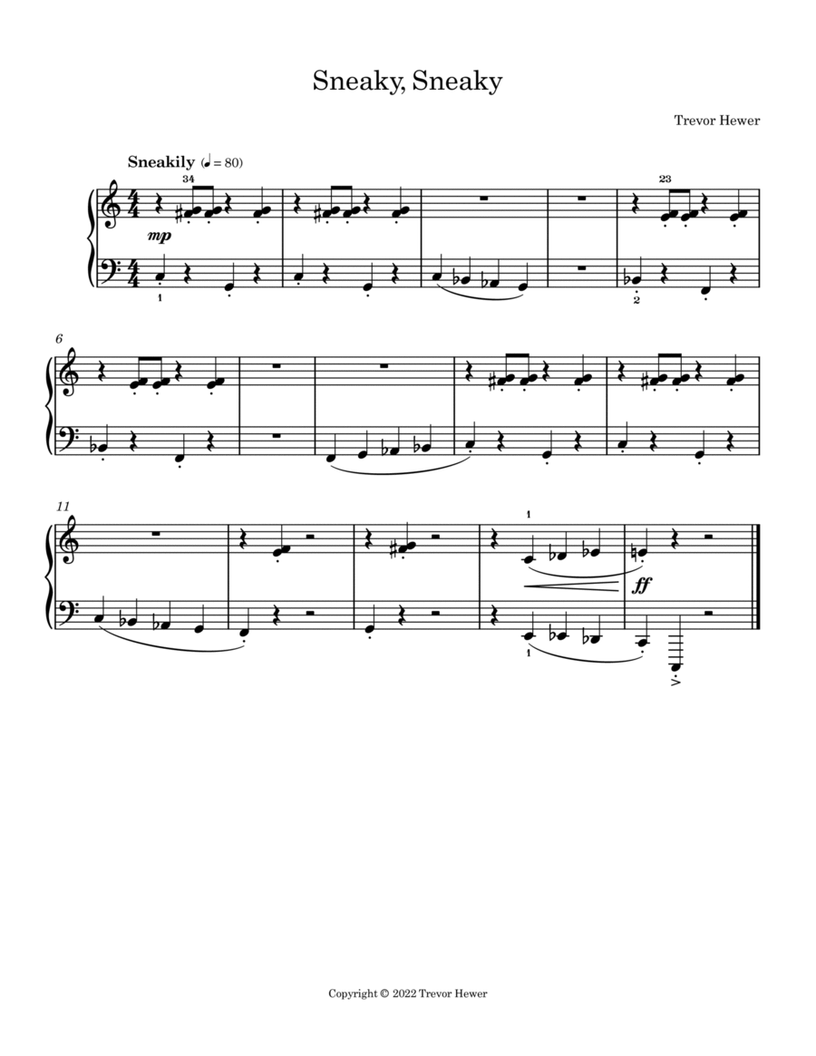 Sneaky, Sneaky Easy Piano scores gallery preview page 1