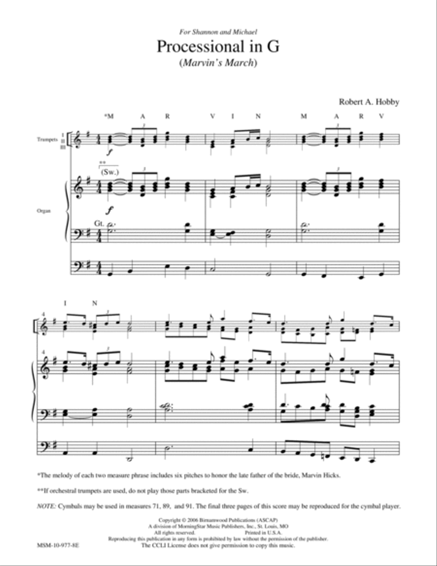 Processional in G Trumpet Trio scores gallery preview page 1