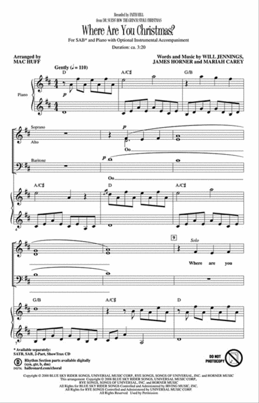 Where Are You Christmas? 3-Part scores gallery preview page 2