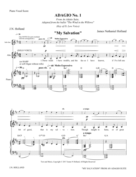 Adagio No 1, My Salvation from An Adagio Suite for Solo Low (Treble) Voice and Piano image number null