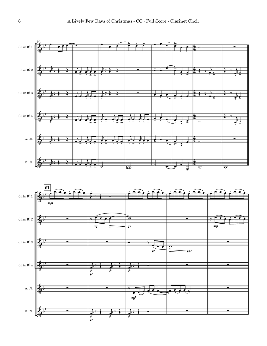 A Lively Few Days of Christmas Clarinet Choir scores gallery preview page 6