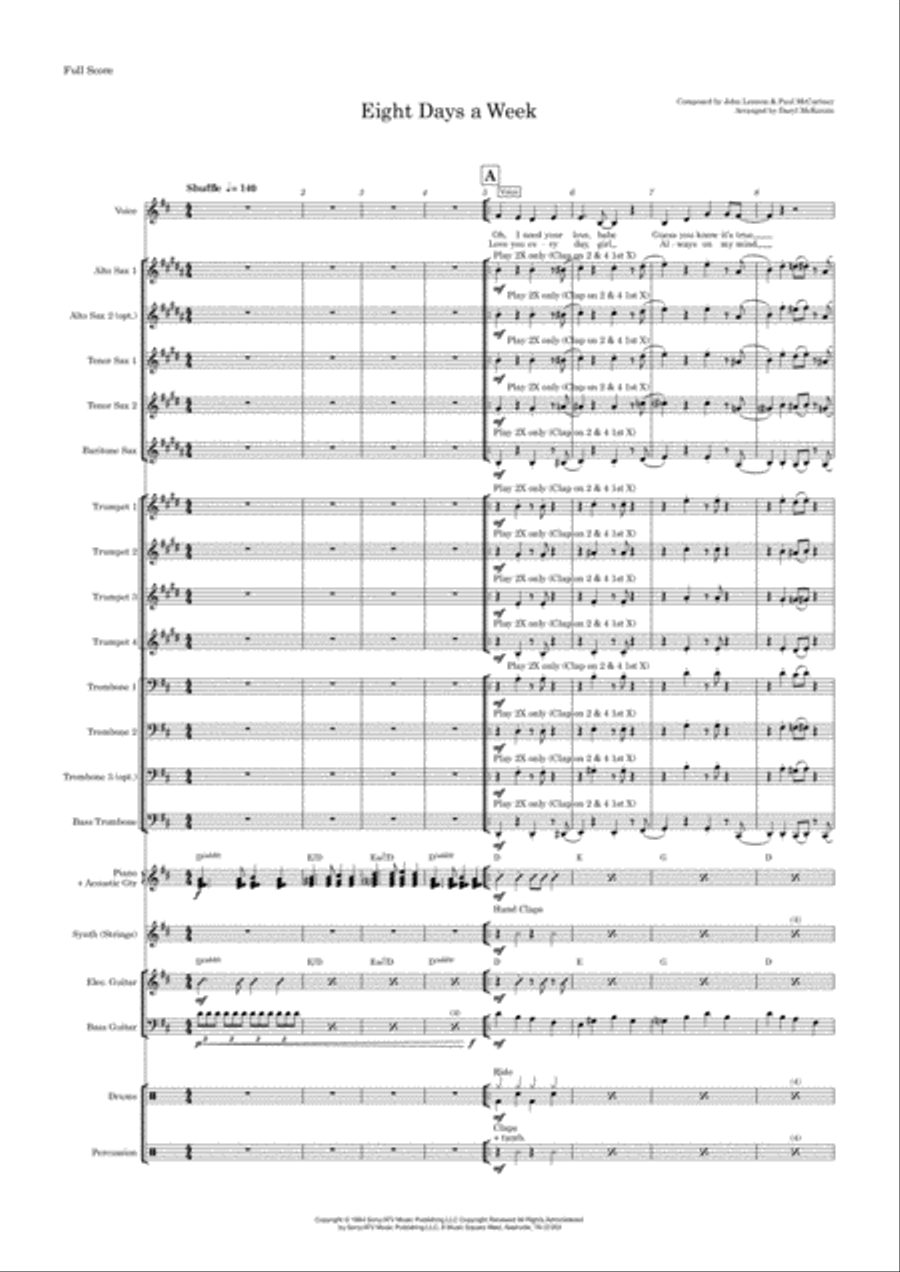 Eight Days A Week Jazz Ensemble scores gallery preview page 1