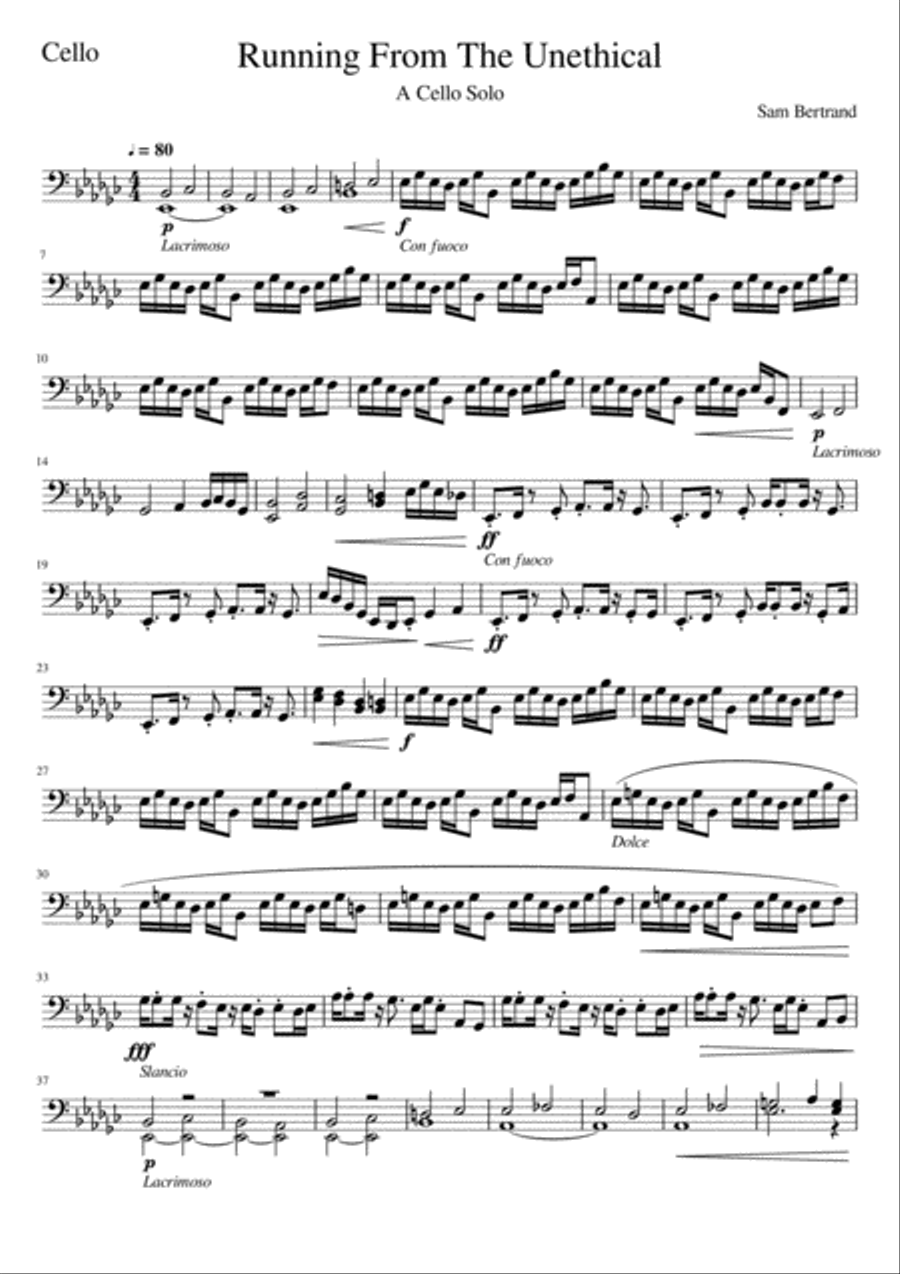 Running From The Unethical Cello Solo scores gallery preview page 1