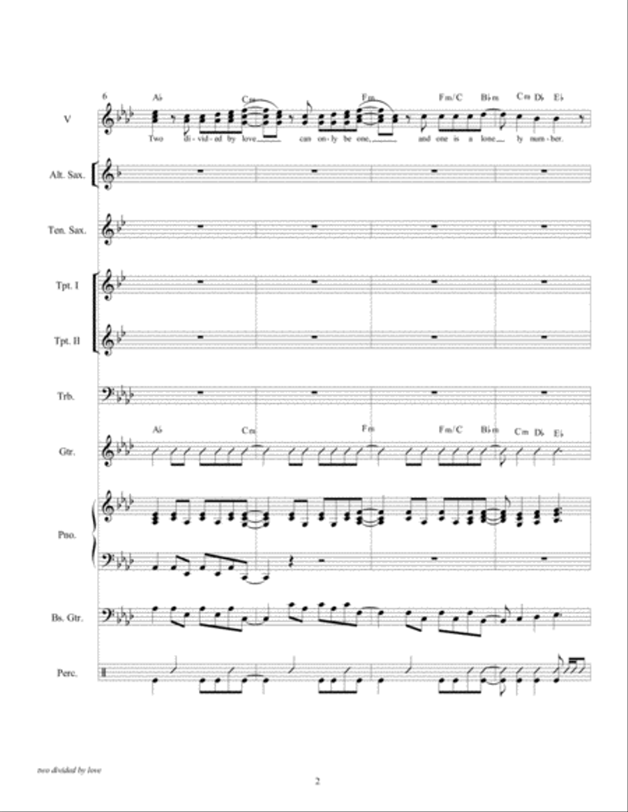 Two Divided By Love Large Ensemble scores gallery preview page 6