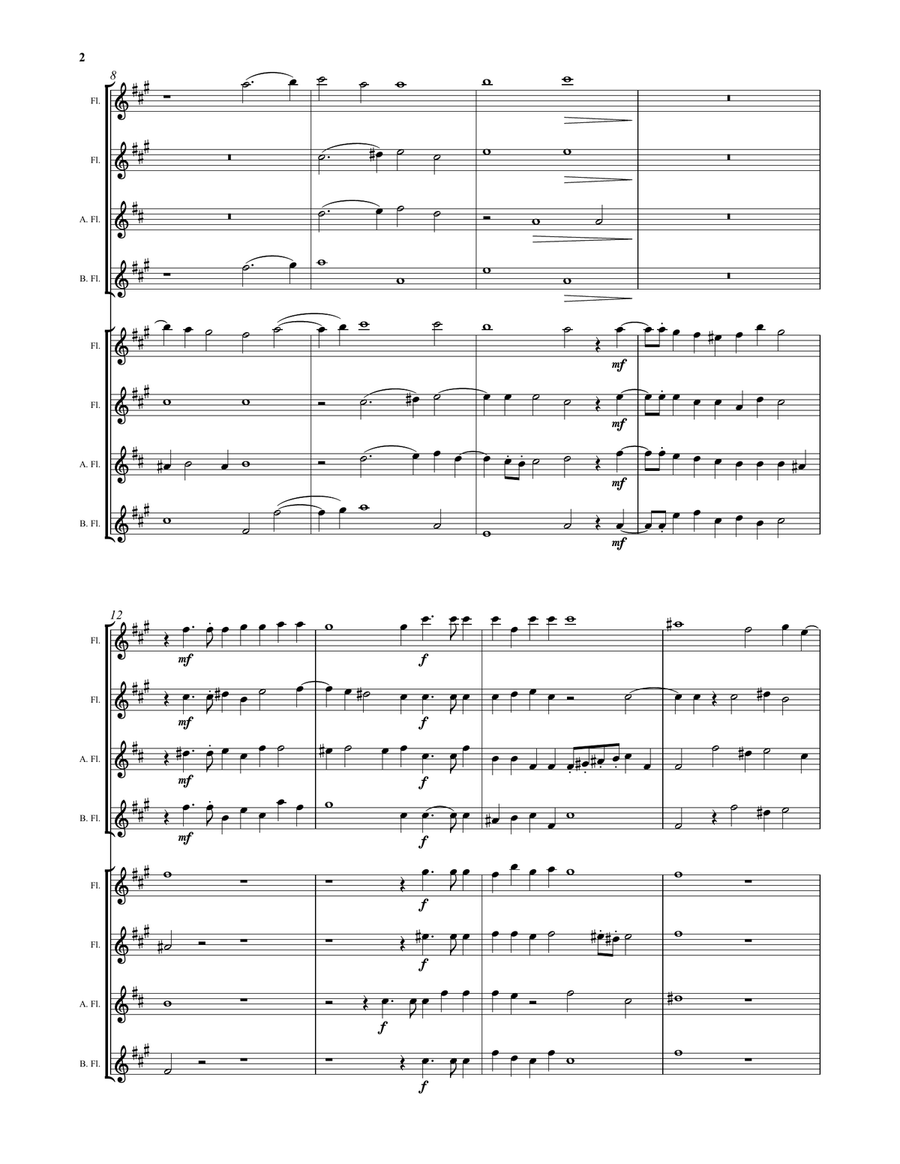 Buccinate in Neomenia Tuba (Blow the trumpet in the new moon) by Giovanni Croce for flute choir Flute Choir scores gallery preview page 2