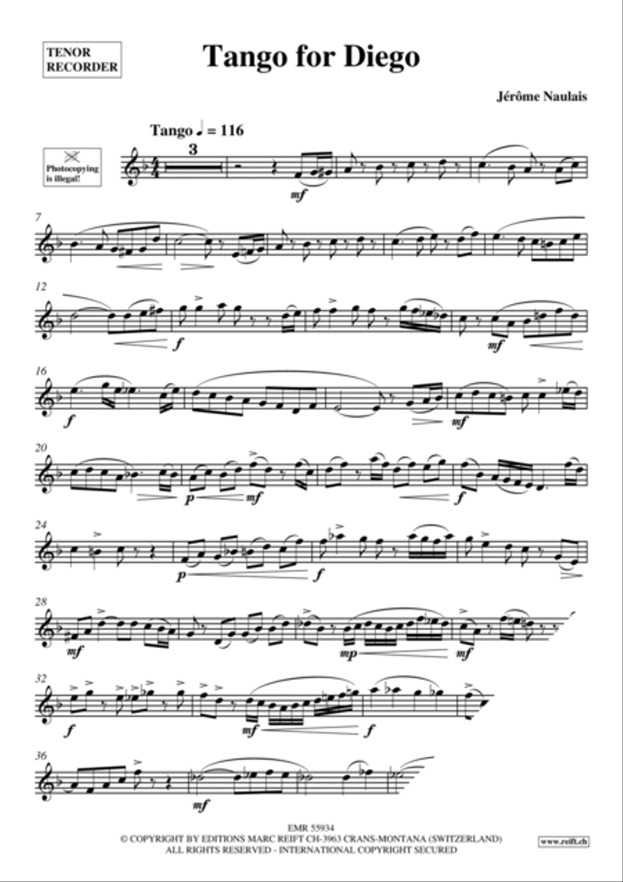 Tango for Diego Tenor Recorder scores gallery preview page 4