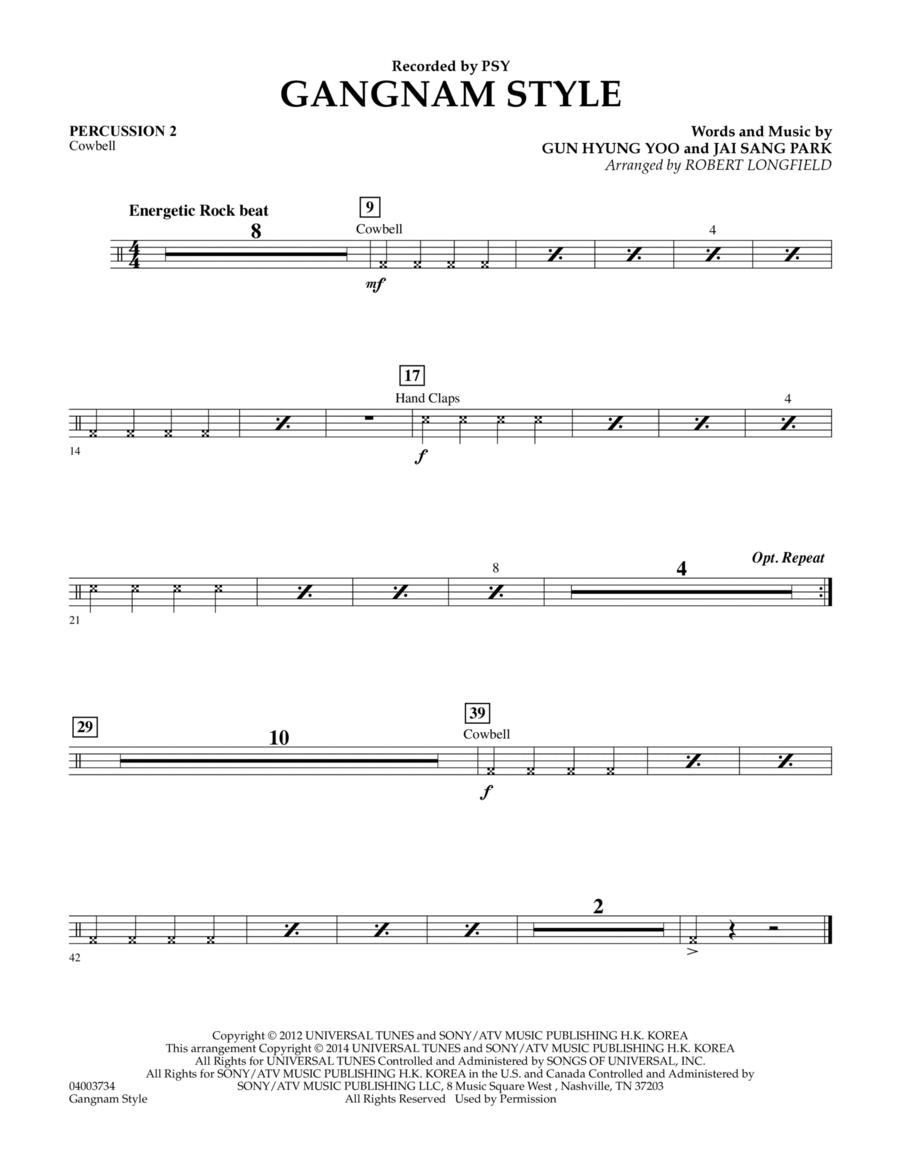 Gangnam Style - Percussion 2 Concert Band scores gallery preview page 1