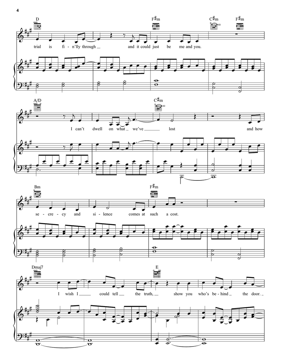 Dangerous To Dream (from Frozen: the Broadway Musical) Piano, Vocal, Guitar scores gallery preview page 4