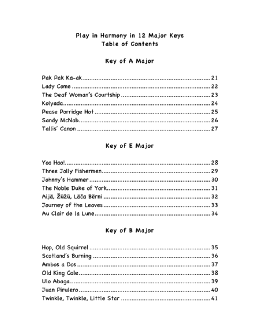 Play in Harmony in 12 Major Keys: Folk Songs and Singing Games from Around the World Book One Piano Method scores gallery preview page 6