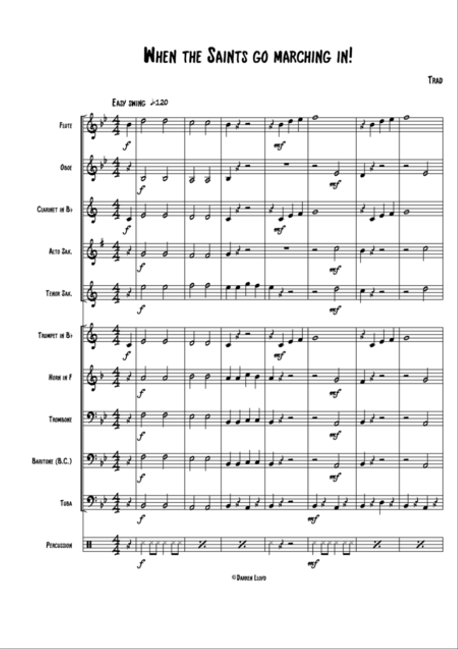 When the Saints go marching in Concert Band scores gallery preview page 1