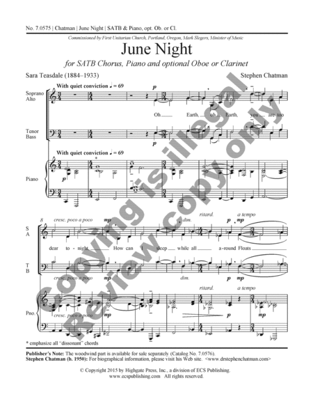 June Night (Choral Score) image number null