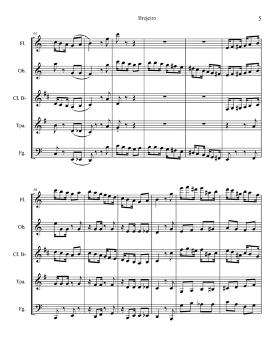 Brejeiro Woodwind Quintet scores gallery preview page 6