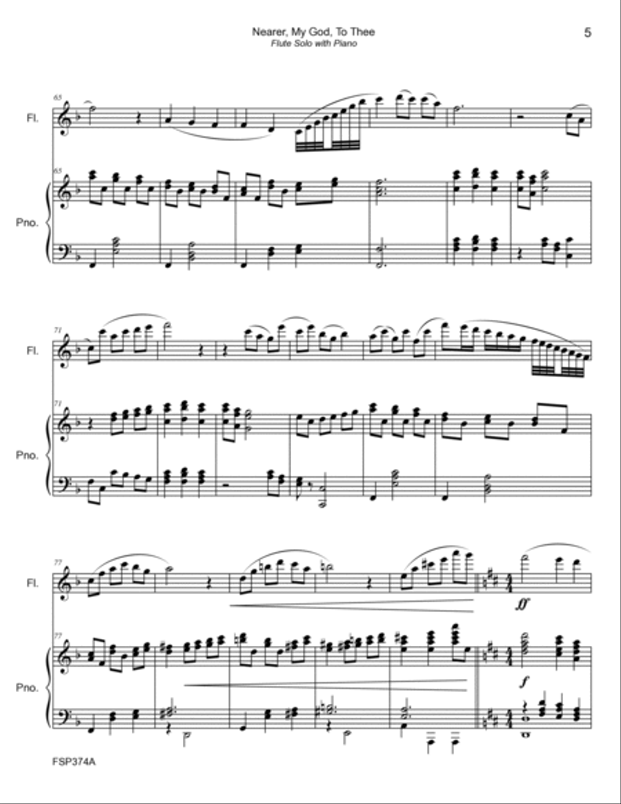 NEARER MY GOD TO THEE - FLUTE SOLO with Piano Accompaniment Flute Solo scores gallery preview page 5