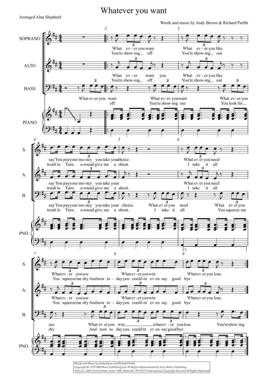 Whatever You Want 3-Part scores gallery preview page 1