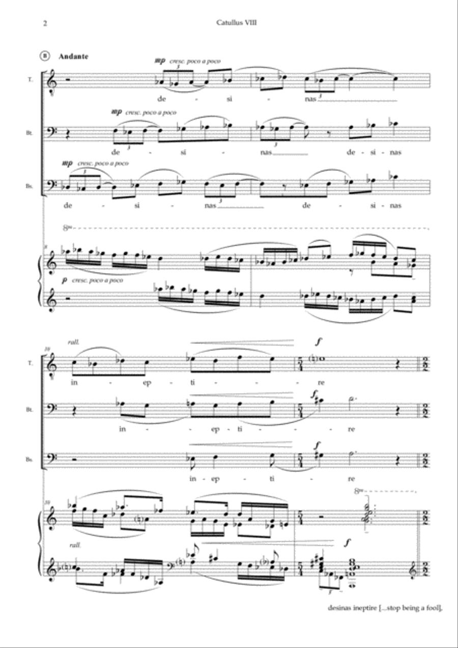 Miser Catulle, from trio cantata 'Catullus VIII' 3-Part scores gallery preview page 3