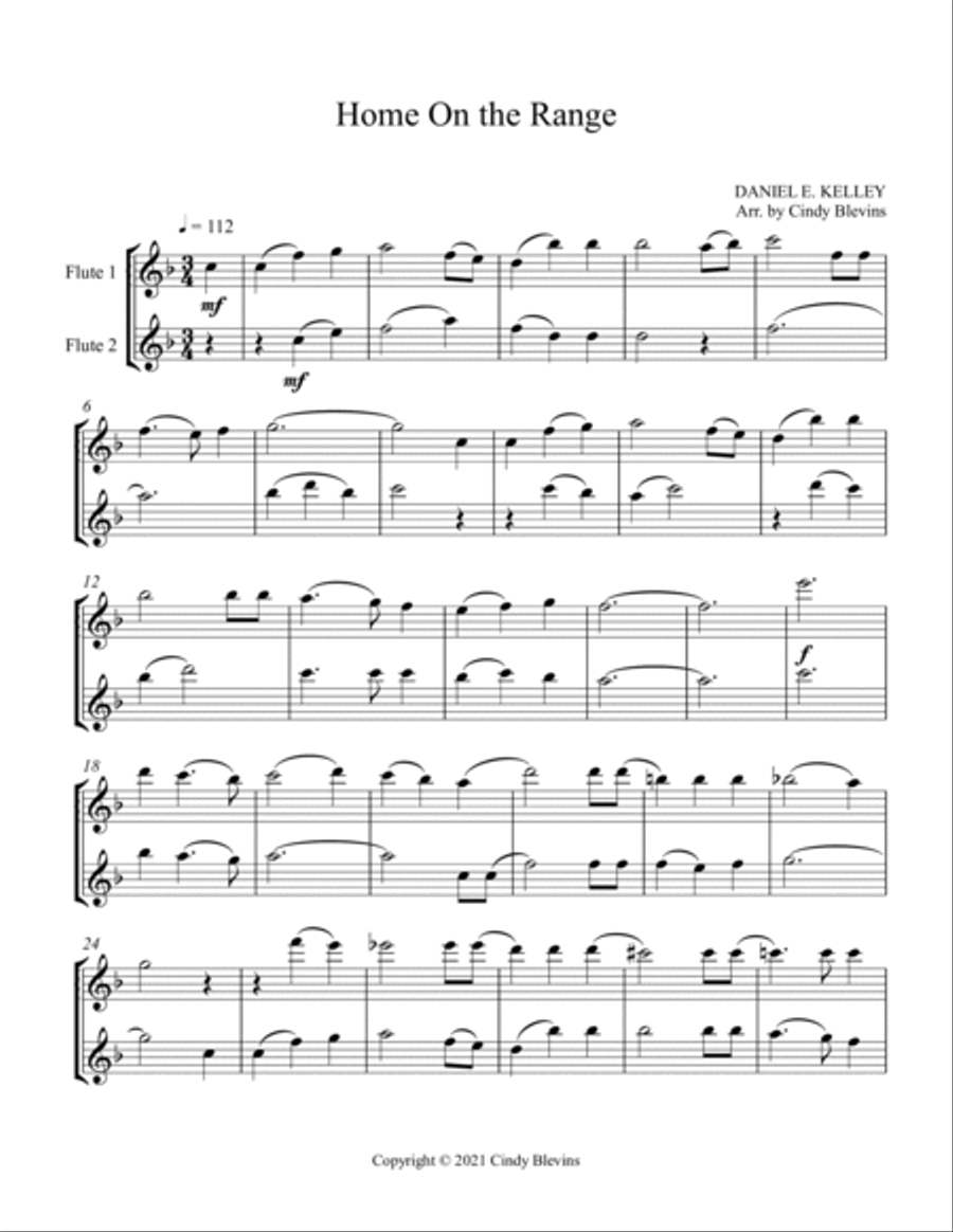 Home on the Range, Flute Duet Flute Duet scores gallery preview page 2