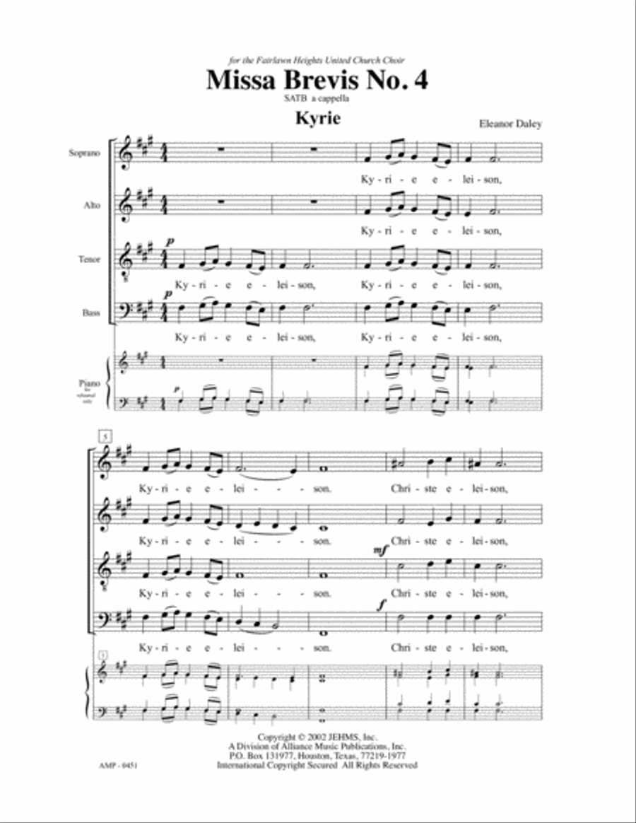 Missa Brevis No. 4 Missa Brevis No. 4 4-Part scores gallery preview page 2