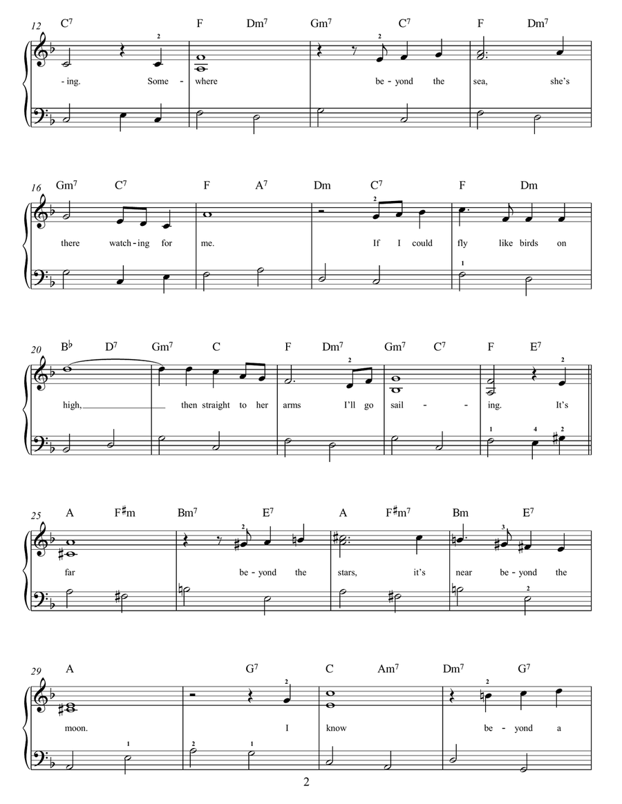Beyond The Sea Easy Piano scores gallery preview page 2