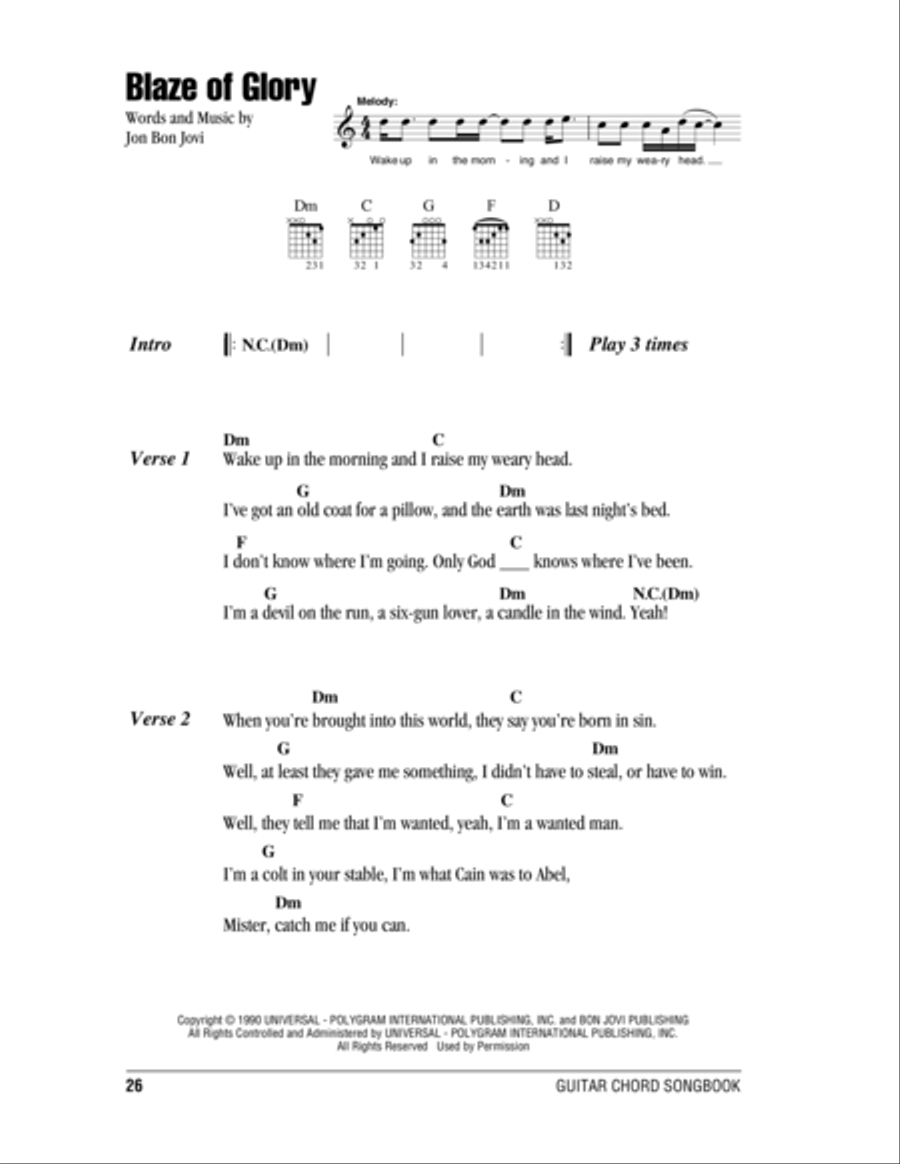 Blaze Of Glory Acoustic Guitar scores gallery preview page 1