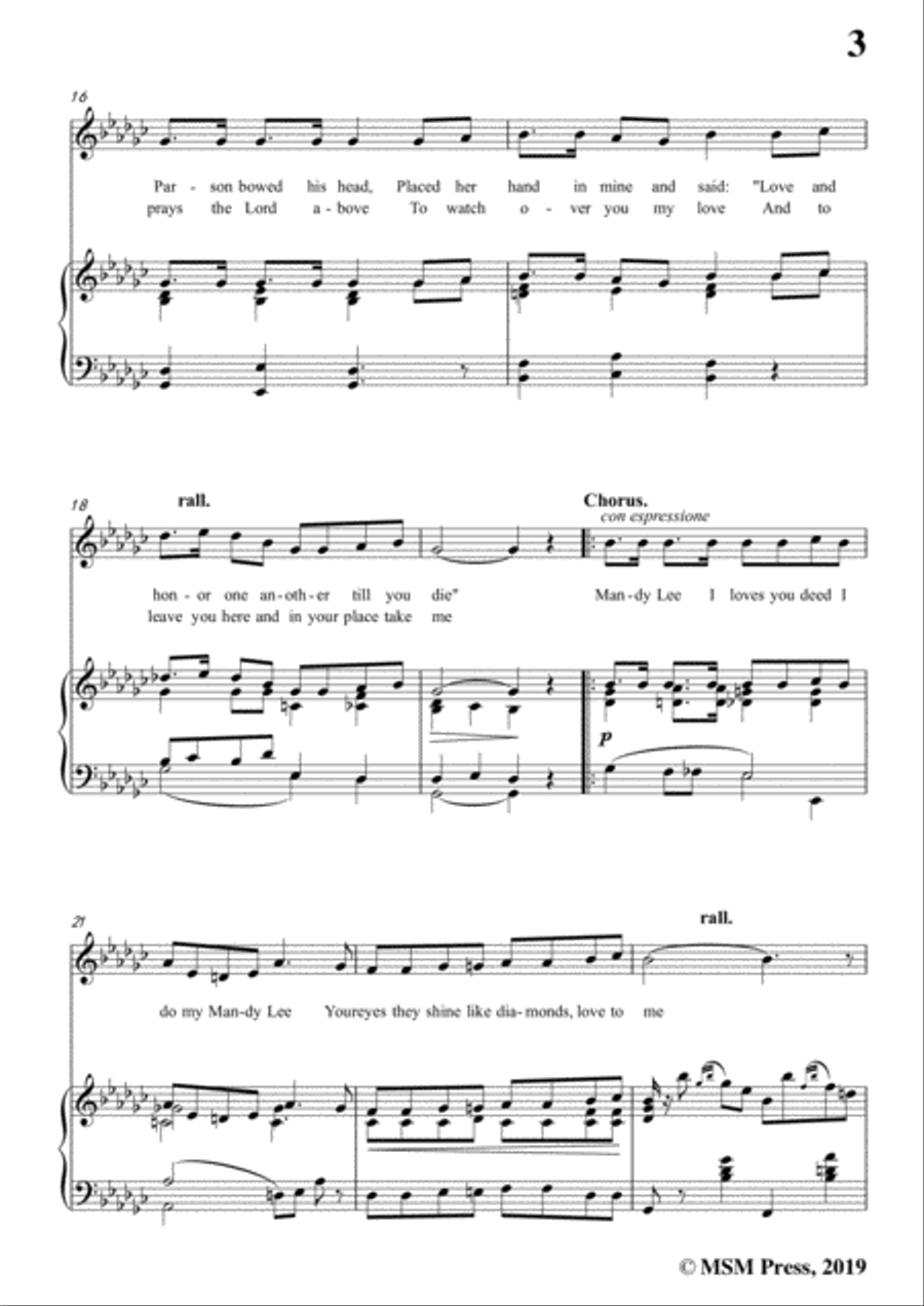 Thurland Chattaway-Mandy Lee,in G flat Major,for Voice and Piano Voice Solo scores gallery preview page 5