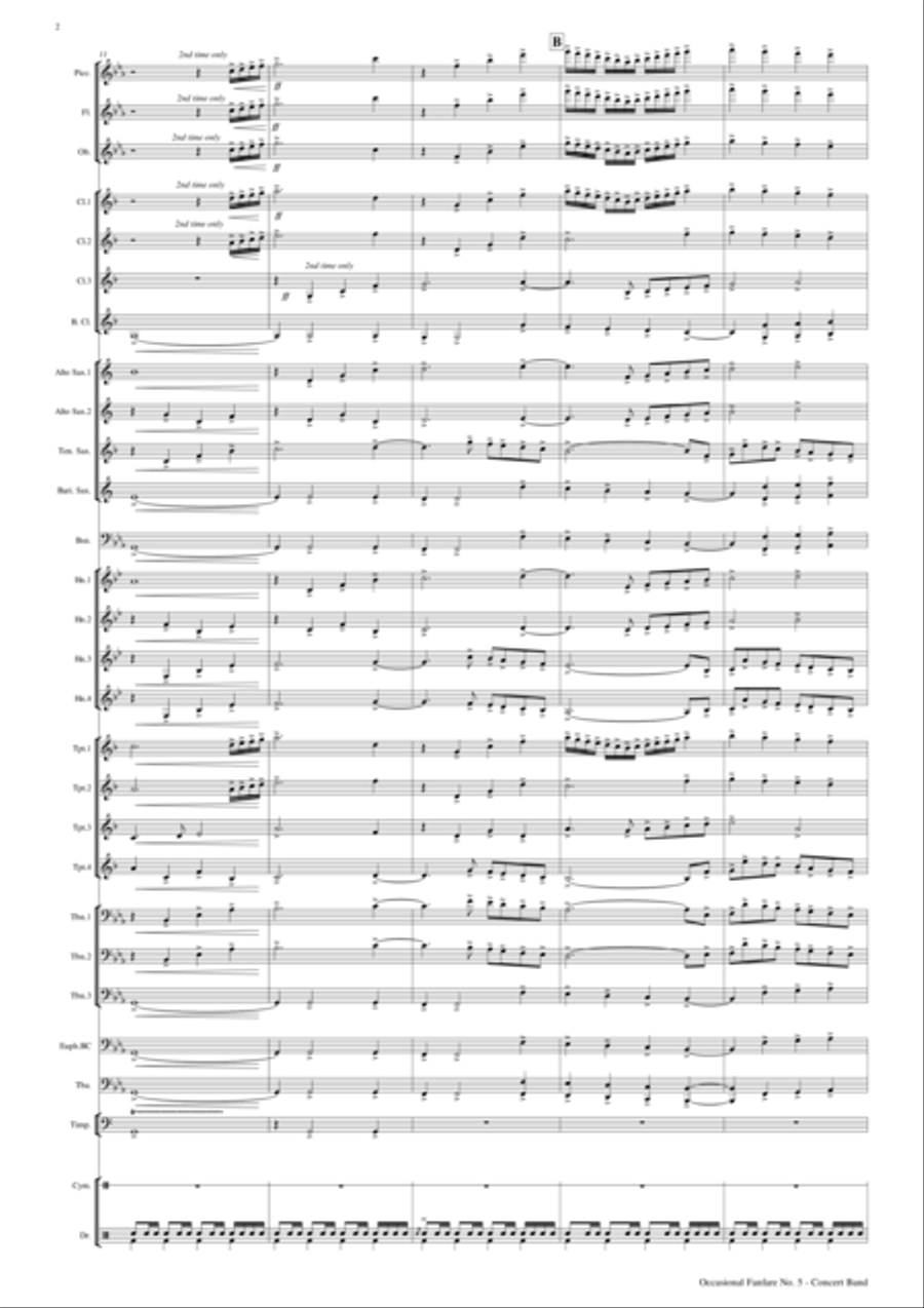 Occasional Fanfare No. 5 - Concert Band Score and Parts PDF Concert Band scores gallery preview page 3