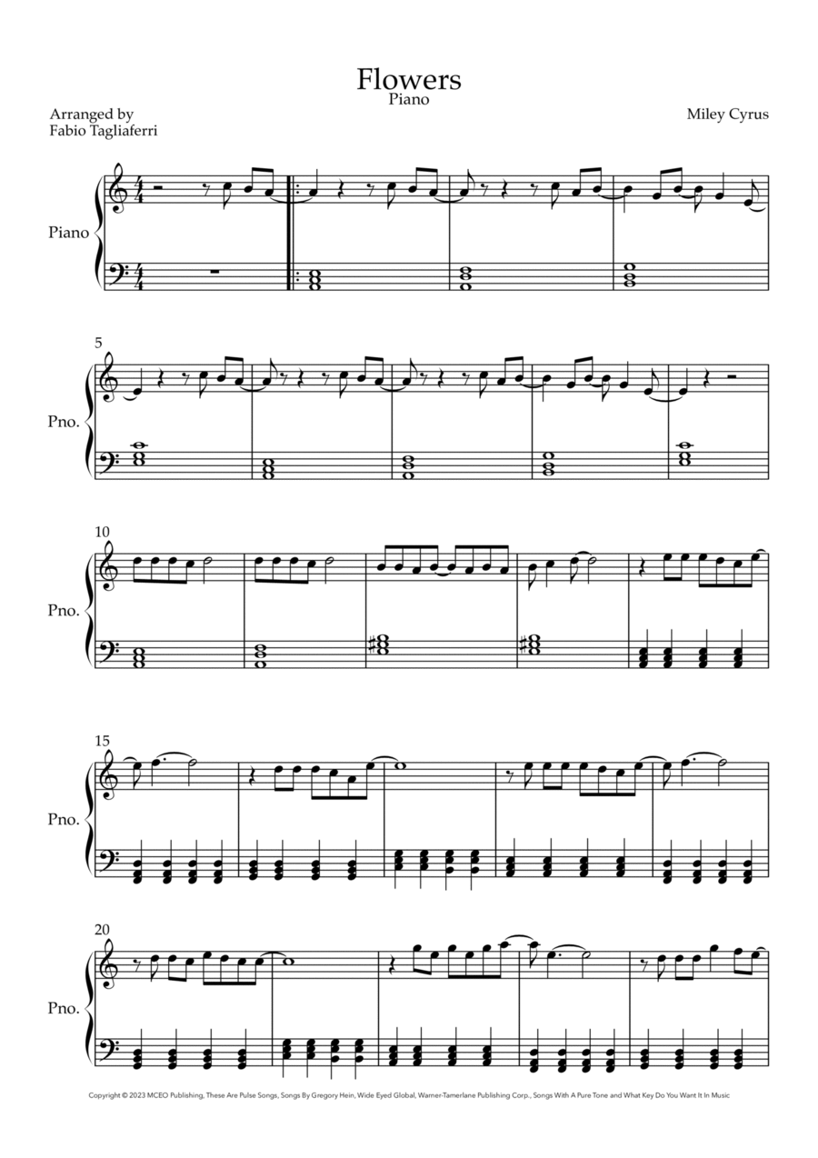 Flowers Flowers Piano Solo scores gallery preview page 1
