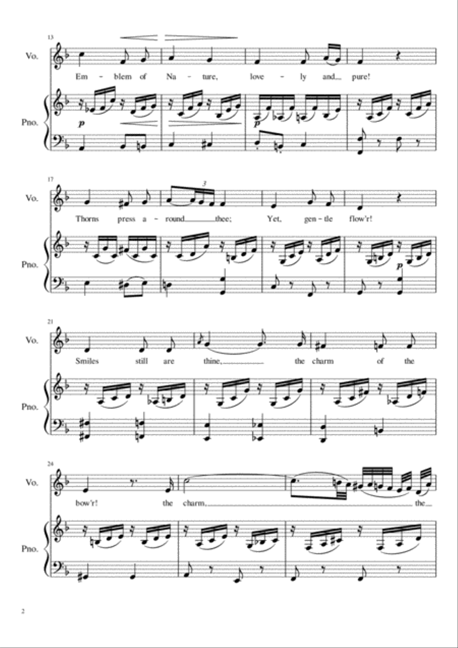 Rose Softly Blooming - F Major Voice Solo scores gallery preview page 3