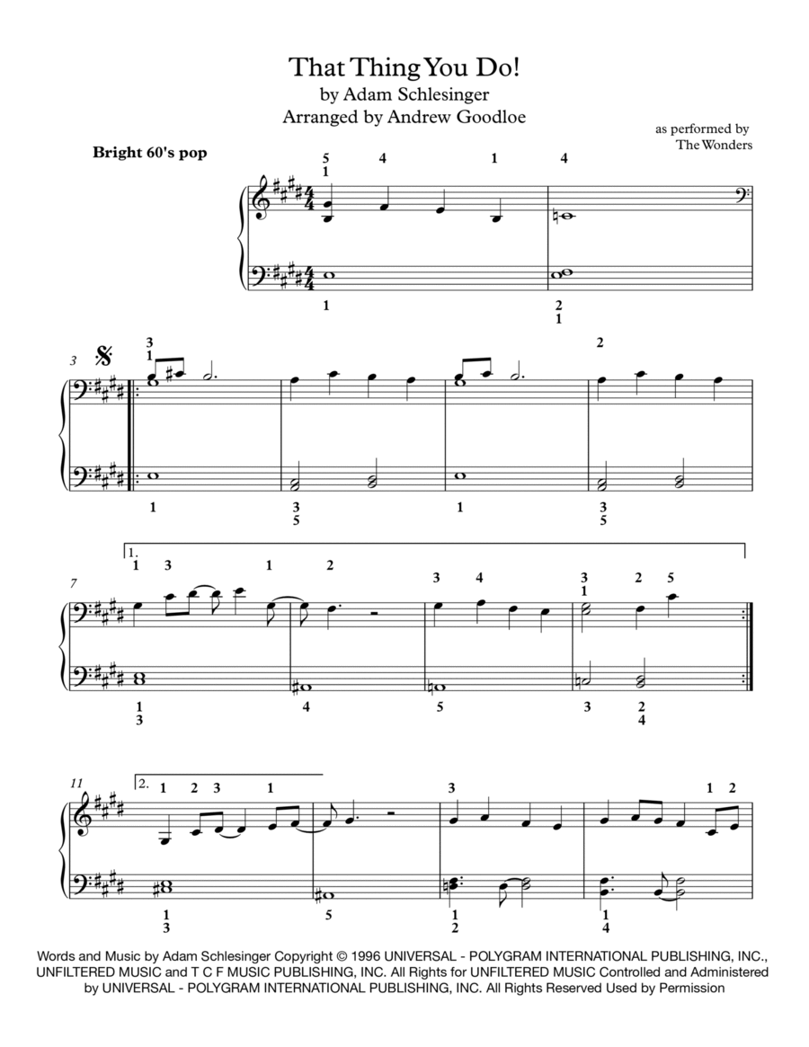 That Thing You Do! Easy Piano scores gallery preview page 1