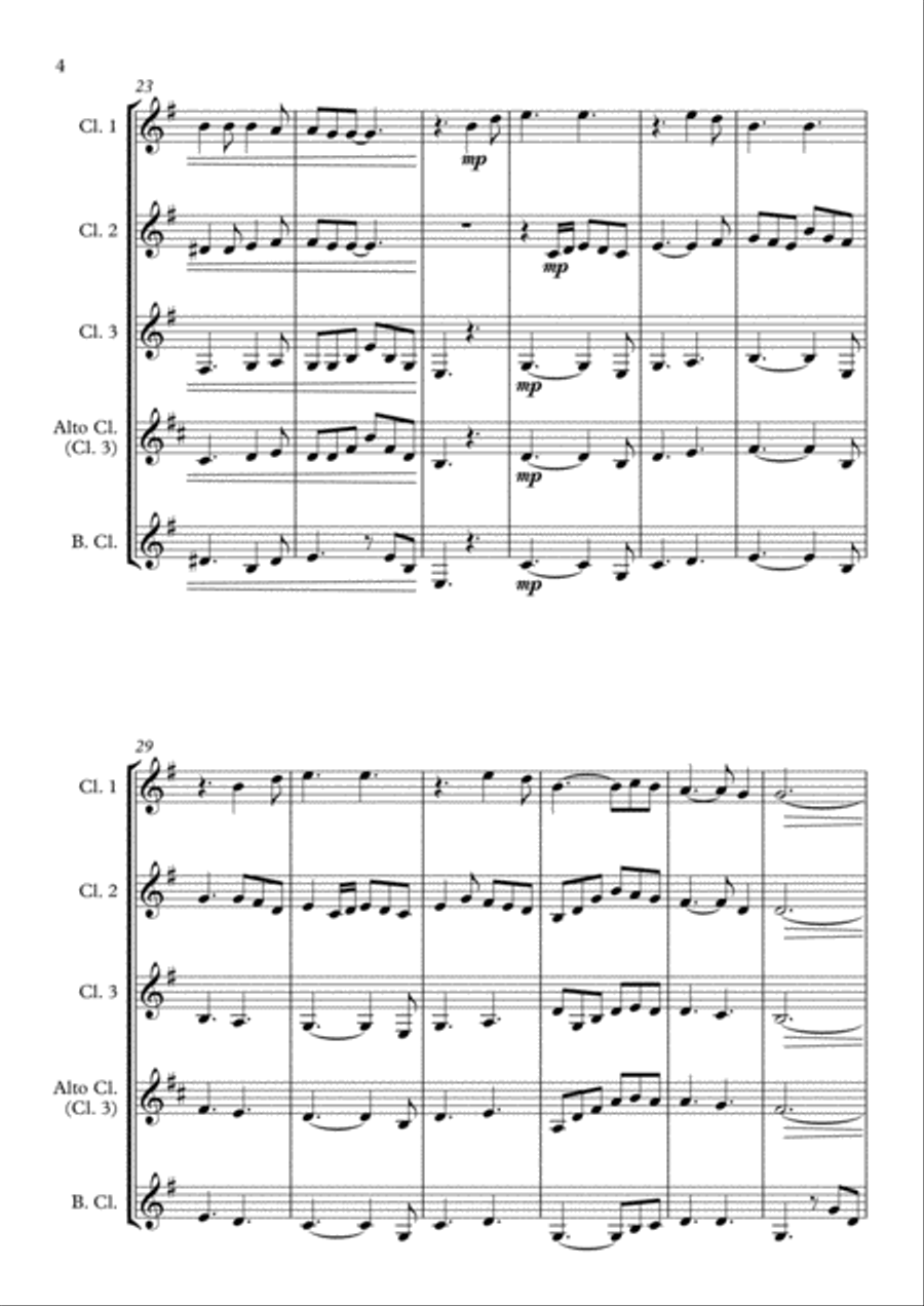 Hallelujah Clarinet Quartet scores gallery preview page 4