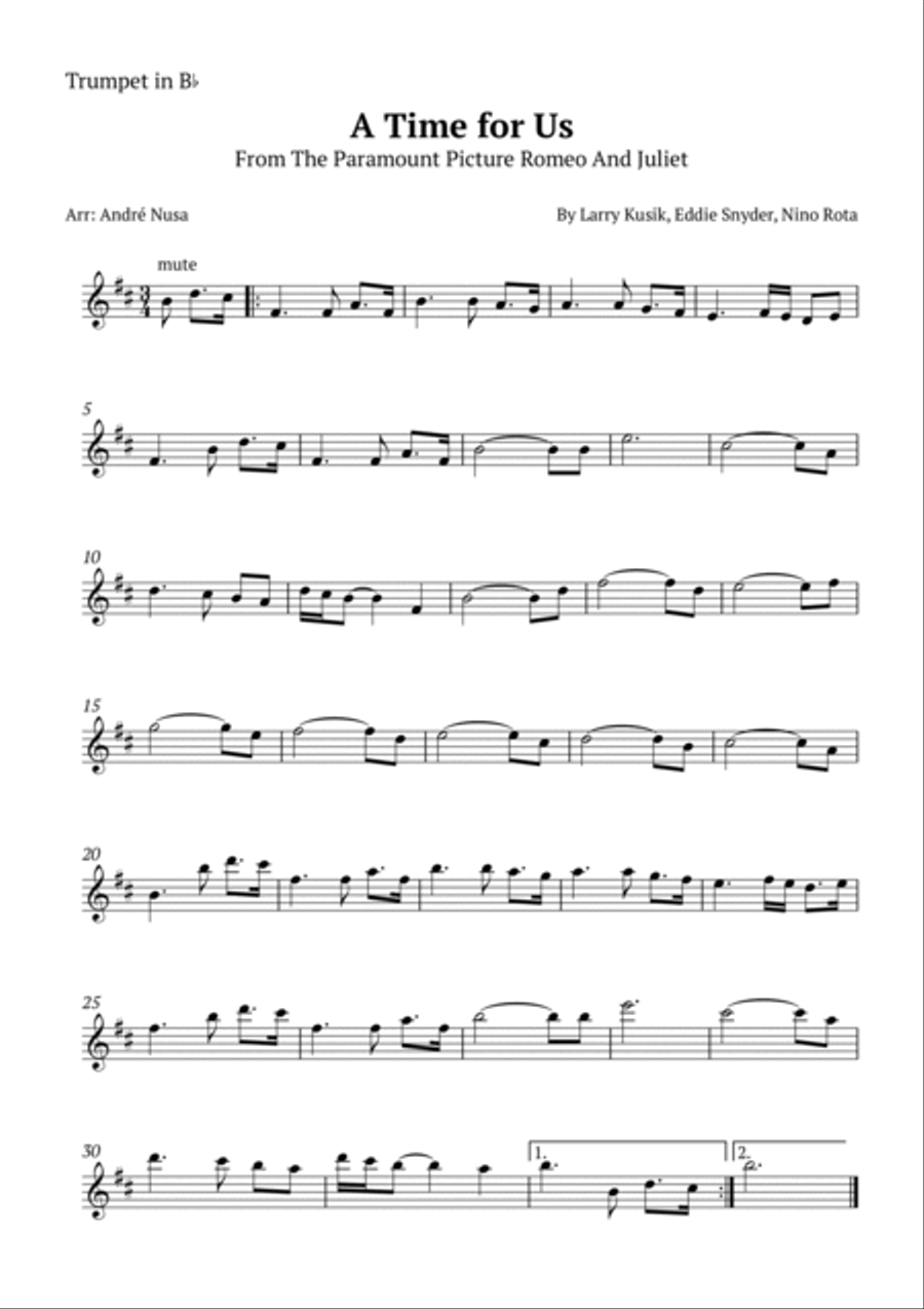 A Time For Us (love Theme) Trumpet Duet scores gallery preview page 3