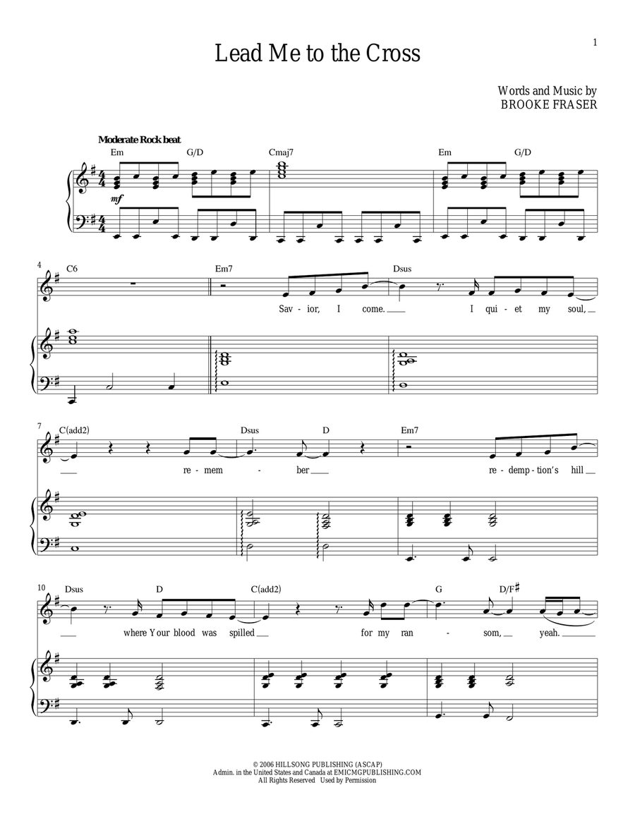Lead Me To The Cross Lead Me To The Cross Piano, Vocal scores gallery preview page 1
