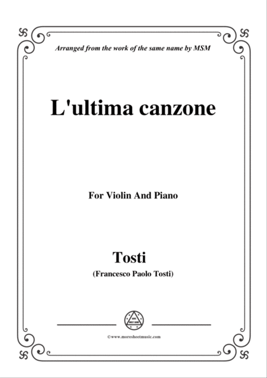 Tosti-L'ultima canzone, for Violin and Piano Violin Solo scores gallery preview page 1