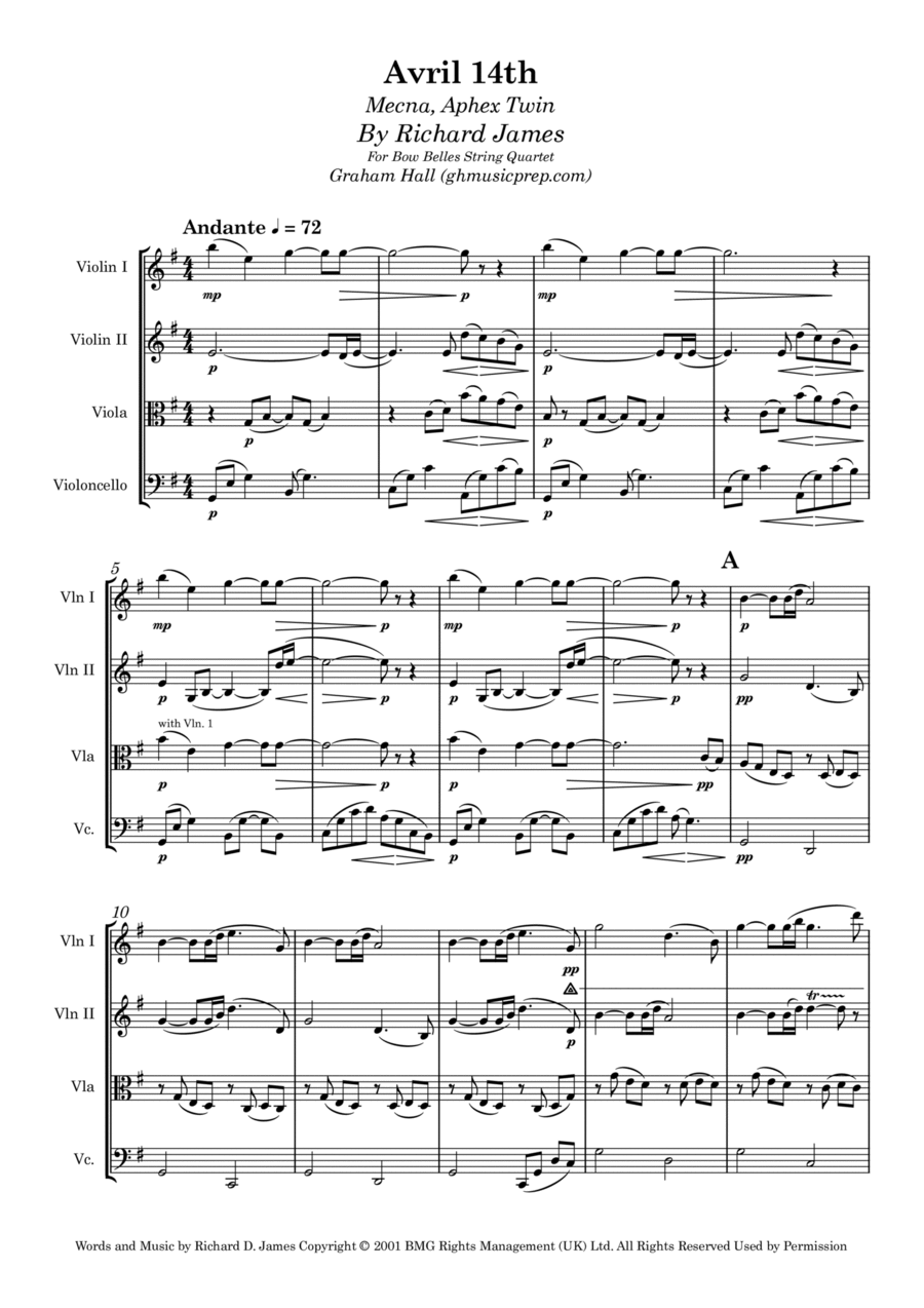Avril 14th String Quartet scores gallery preview page 1