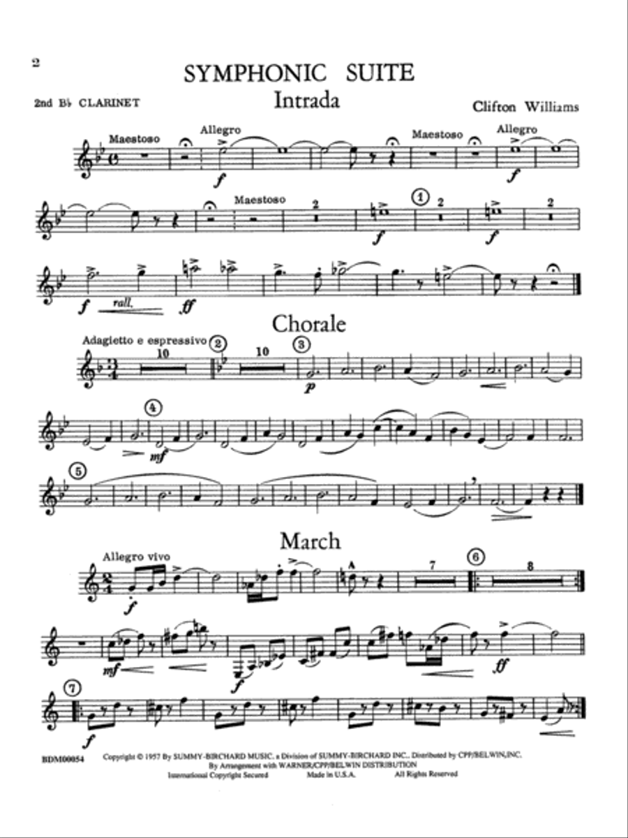 Symphonic Suite: 2nd B-flat Clarinet Concert Band scores gallery preview page 1