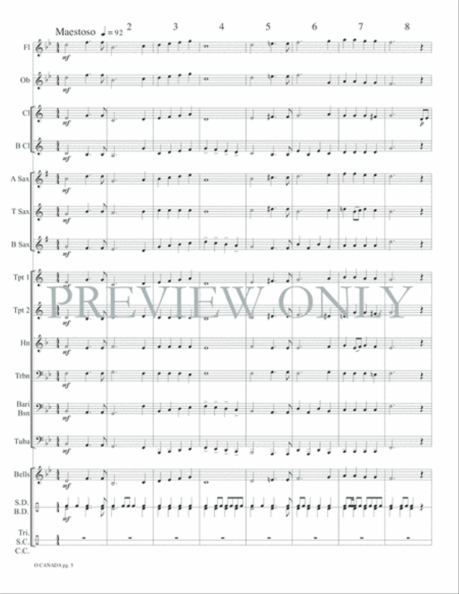O Canada Concert Band scores gallery preview page 8