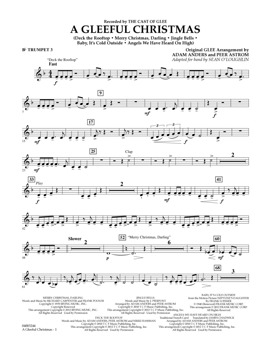 A Gleeful Christmas - Bb Trumpet 3 Concert Band scores gallery preview page 1