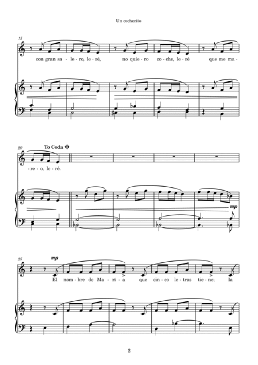 Un cocherito Un cocherito Voice scores gallery preview page 2