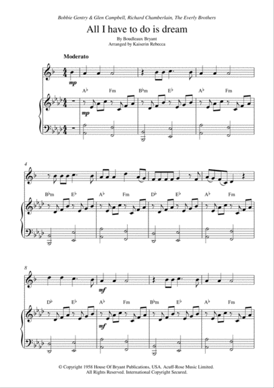 All I Have To Do Is Dream Alto Saxophone scores gallery preview page 1