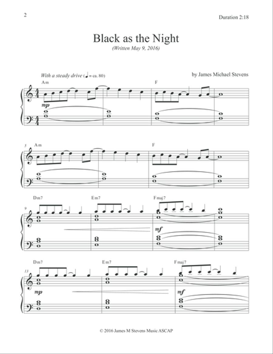 Black as the Night Piano Solo scores gallery preview page 2