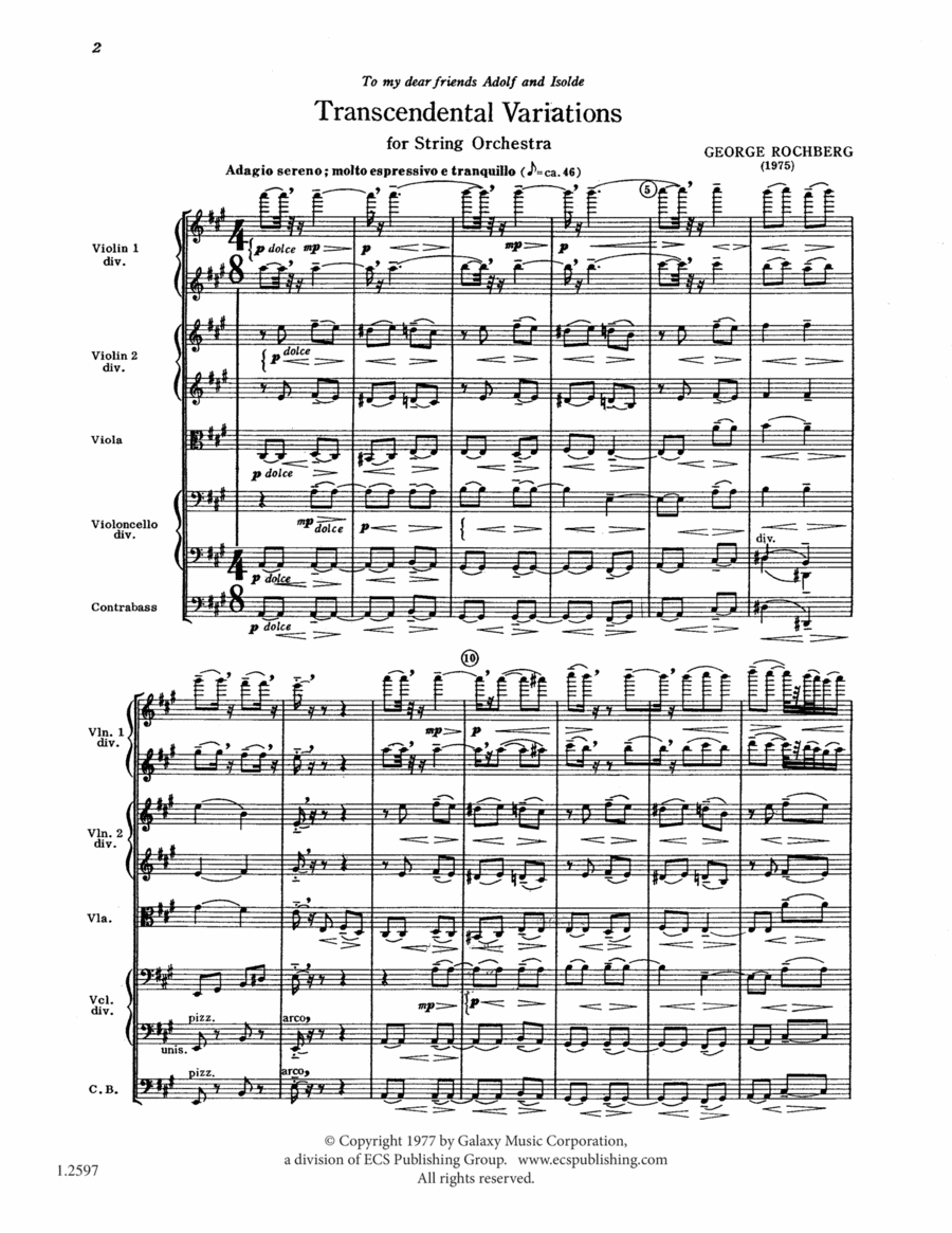 Transcendental Variations String Orchestra scores gallery preview page 1