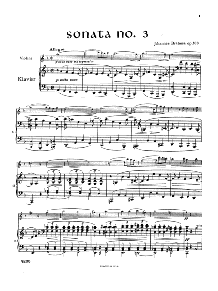 Brahms: Sonata in D Minor, Op. 108